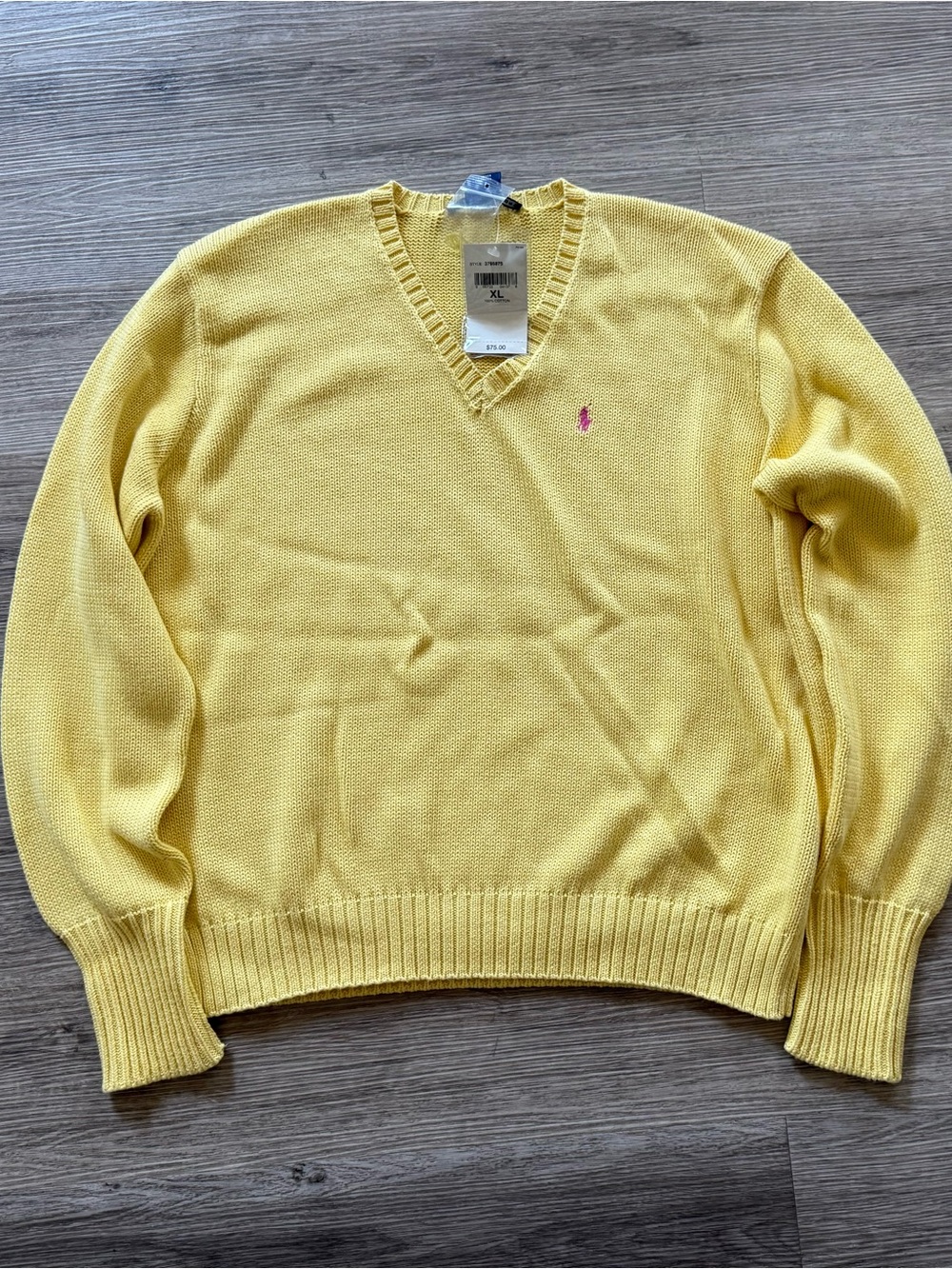 Polo Ralph Lauren Yellow Cotton V-Neck Sweater XL
